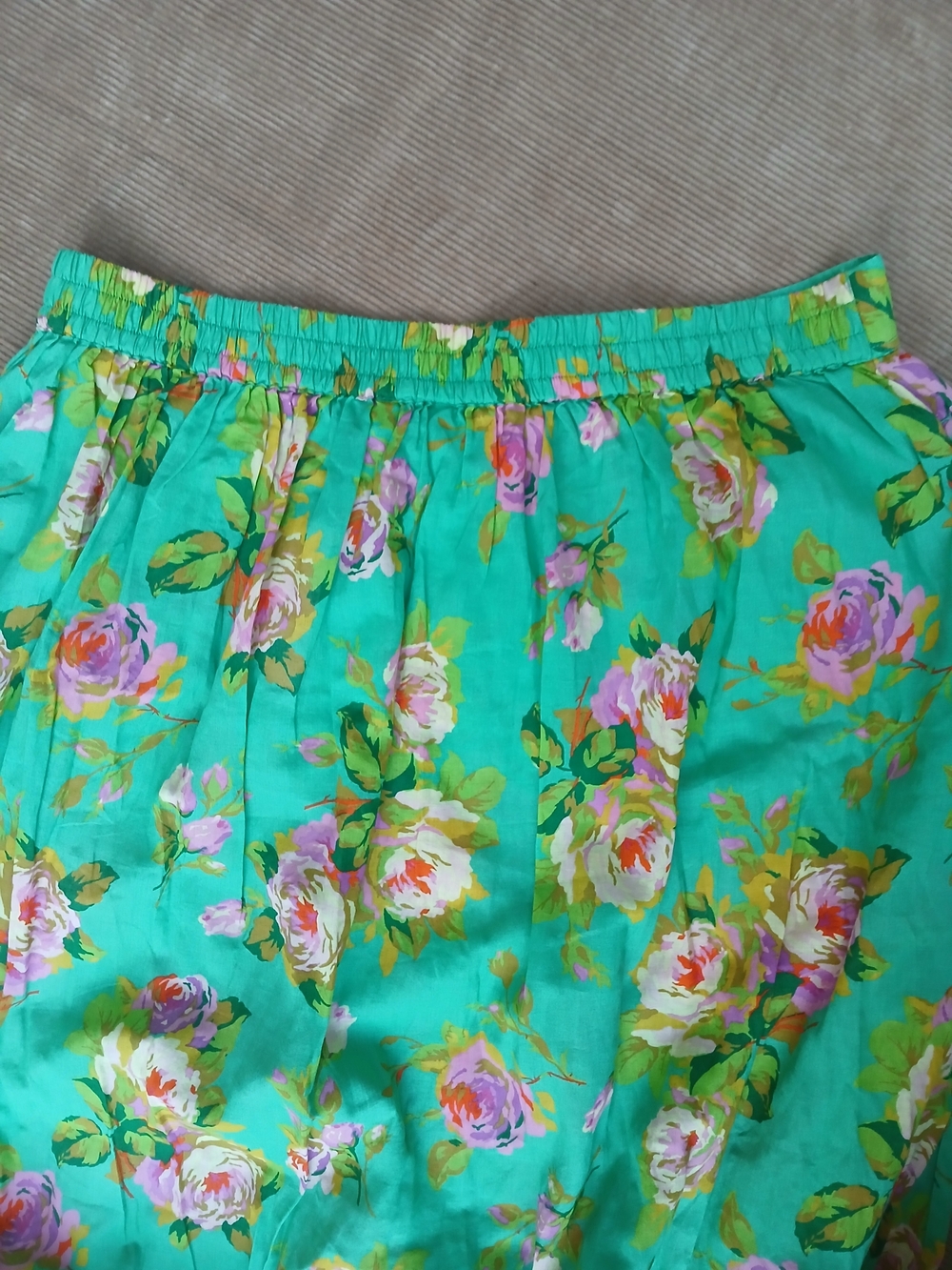 J. Crew Green Floral Maxi Skirt with Pink Rose Pattern - Picture 9 of 13